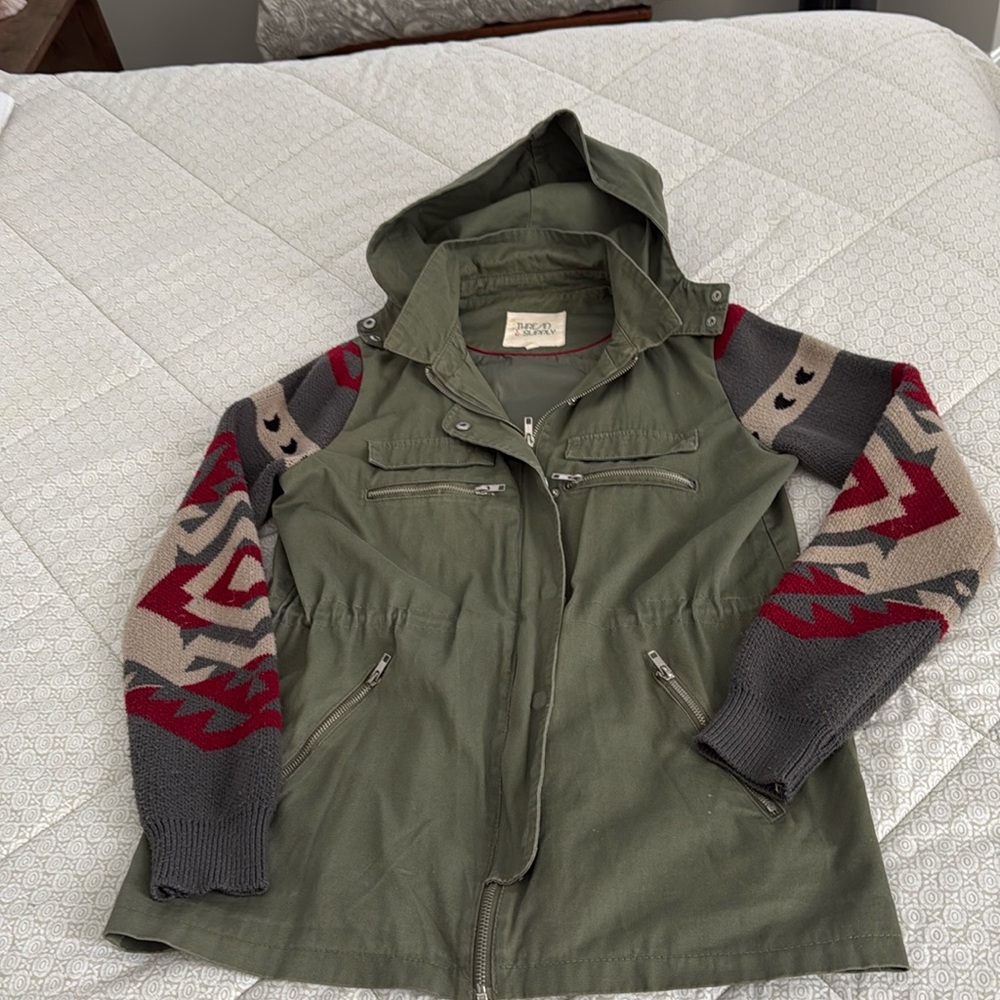 Canvas jacket with sweater sleeves size Large